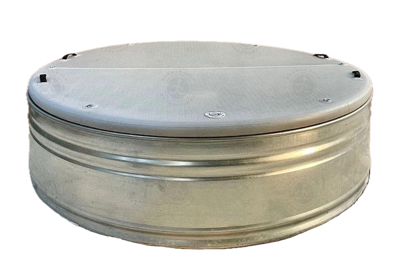 Couverture thermique gonflable posée sur un bassin acier